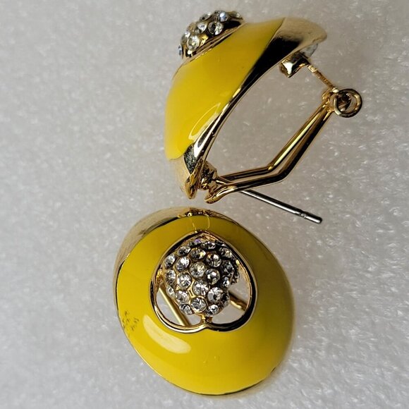 Yellow Enamelled Earrings Small Earrings - Picture 3 of 8